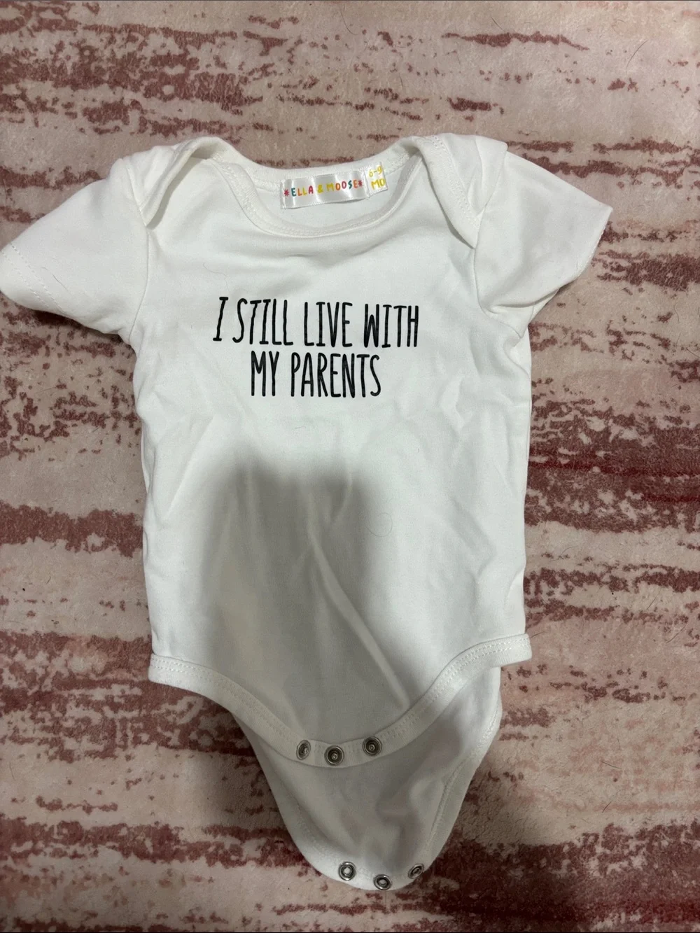 White Funny Slogan Baby One-Piece - I Still Live With My Parents